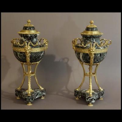 Pair Of « Cassolettes » And Torchs Louis XVI XIXth