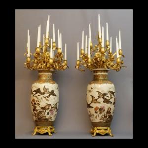 Pair Of Important Candelabras Mounted On XIXth Vases