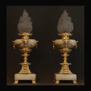 Pair Of Rare Lamps End Of XIXth 