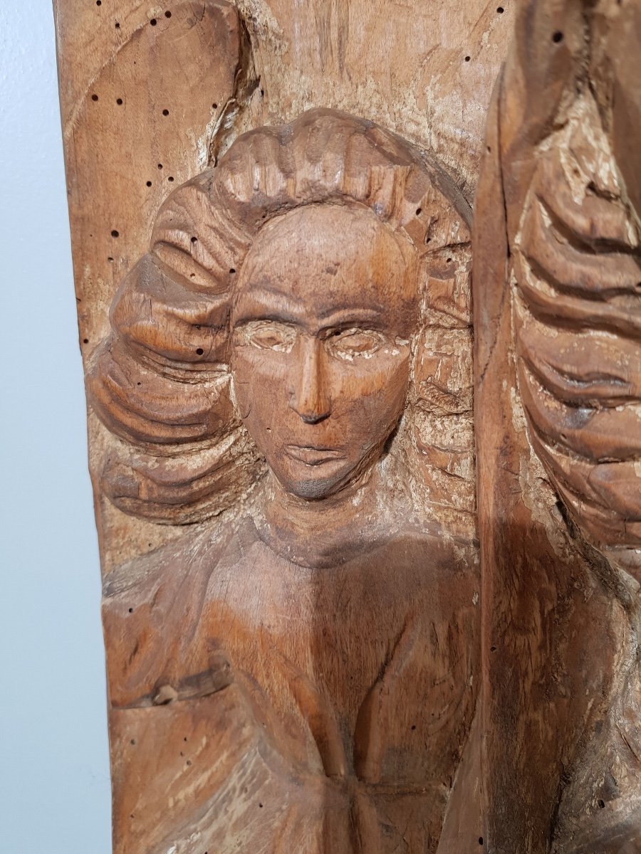 Bas-relief Vierge En Majesté XVI ème -photo-2