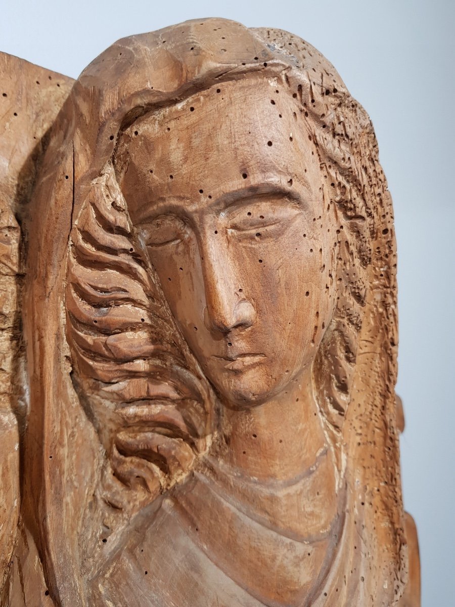 Bas-relief Vierge En Majesté XVI ème -photo-4