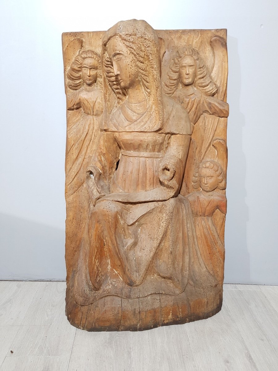 Bas-relief Vierge En Majesté XVI ème 