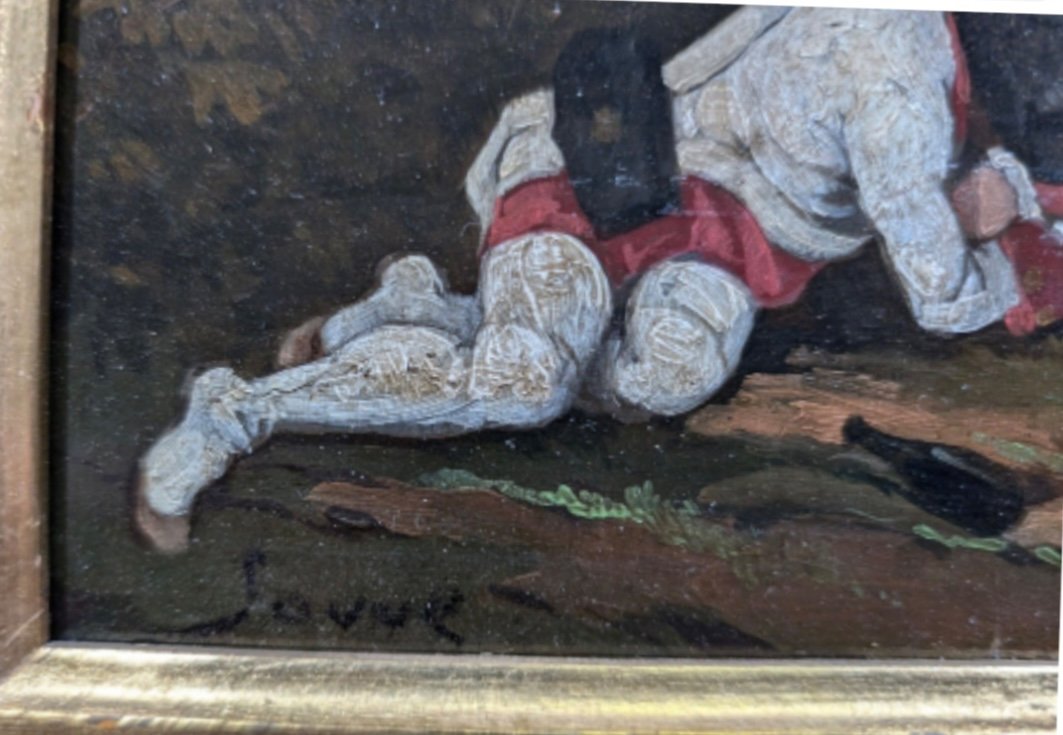 Oil On Panel 18th Century Luis 16 Period -photo-2