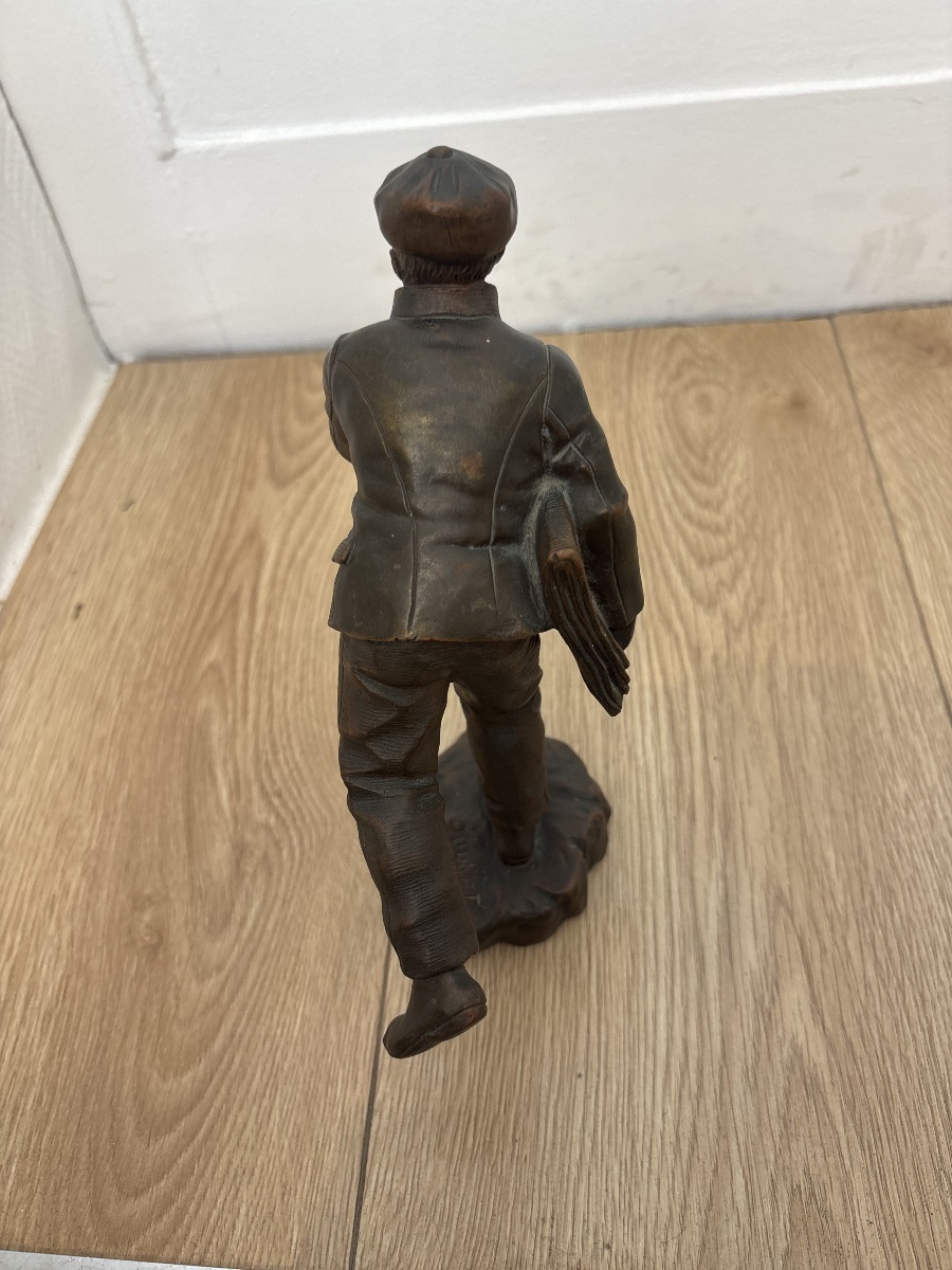 Bronze signé Eutrope Bouret – Jeune vendeur de presse – XIXᵉ siècle-photo-4