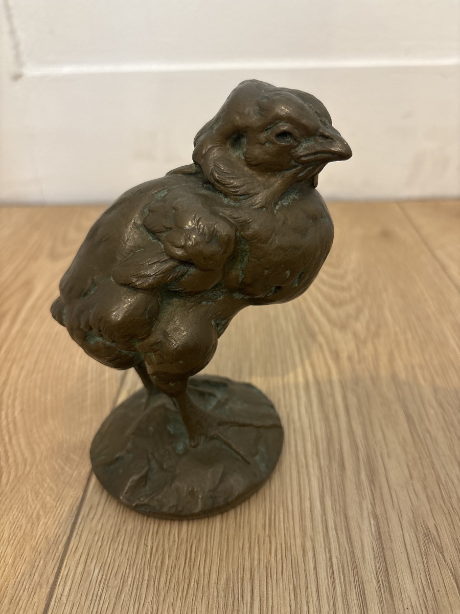 Bronze animalier signé Charles Virion – Jeune poussin – H. 14 cm-photo-4