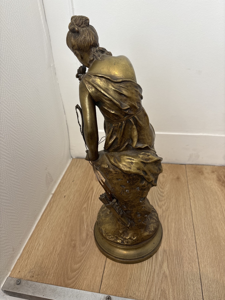 La Source – Grand bronze signé Mlle Signoret-Ledieu – 43 cm – XIXᵉ siècle-photo-4