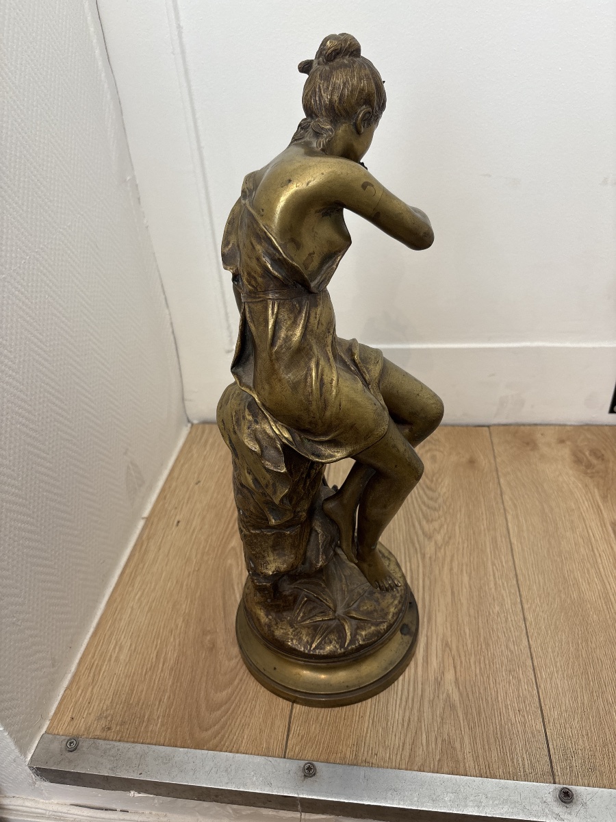 La Source – Grand bronze signé Mlle Signoret-Ledieu – 43 cm – XIXᵉ siècle-photo-1