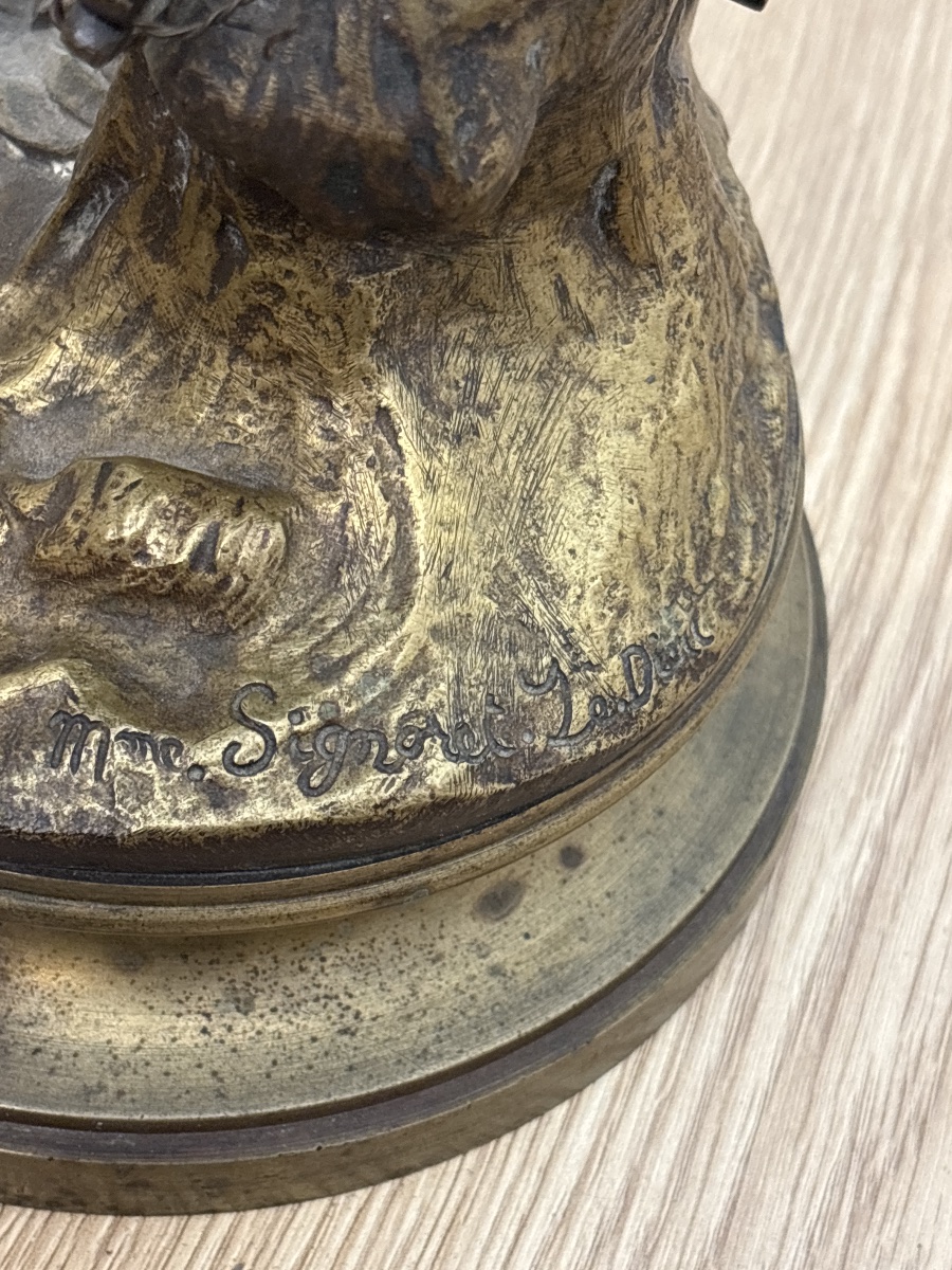 La Source – Grand bronze signé Mlle Signoret-Ledieu – 43 cm – XIXᵉ siècle-photo-3