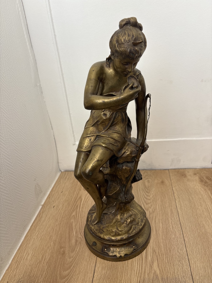 La Source – Grand bronze signé Mlle Signoret-Ledieu – 43 cm – XIXᵉ siècle