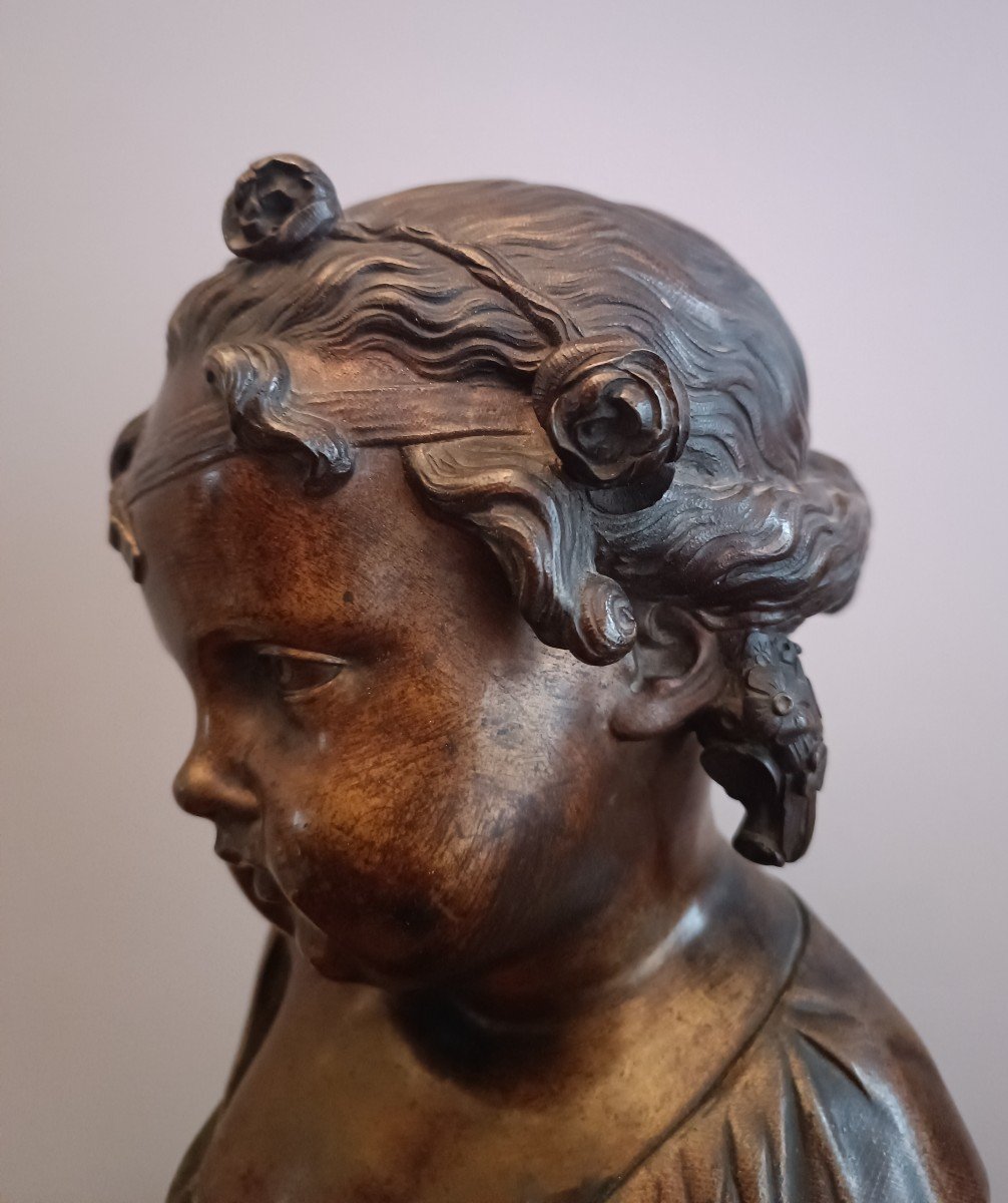 Buste  de Jeune Fille en bronze-photo-1
