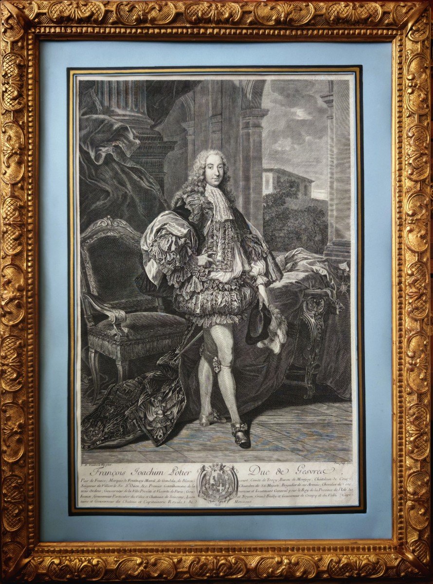 Gravure Portrait De Joachim François Bernard Potier, Duc De Gesvres 1735 