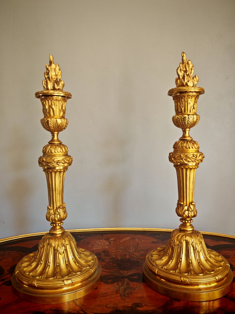 Paire De Bougeoirs Louis XVI -photo-2