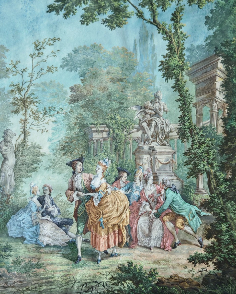 Dessin The Romantic Entourage Of Carmontelle -photo-2
