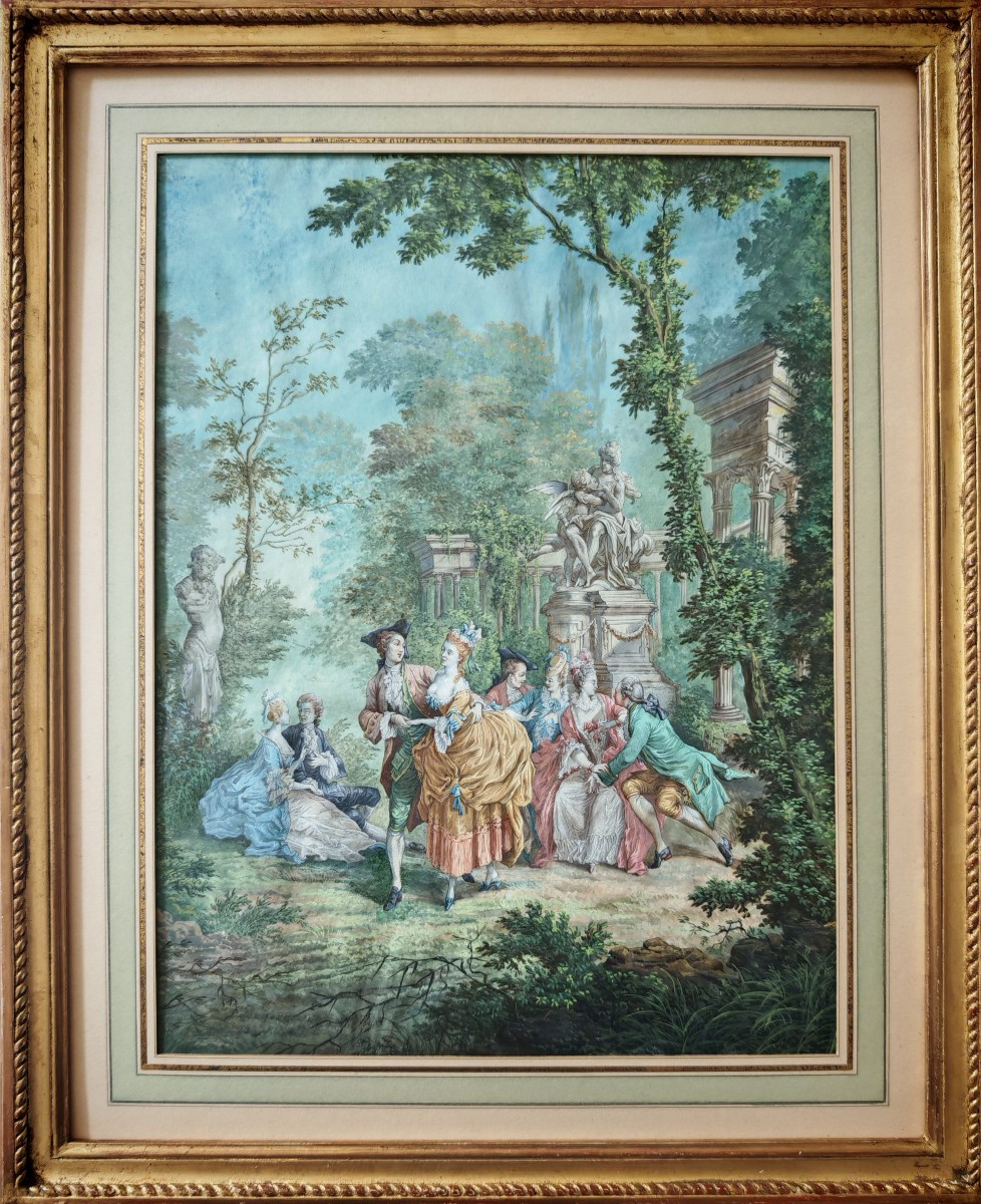 Dessin The Romantic Entourage Of Carmontelle 
