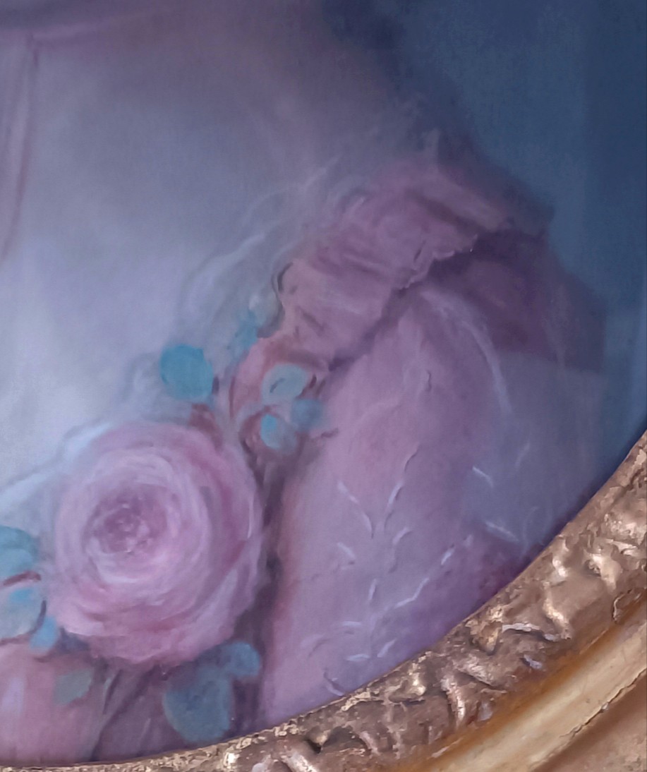 École française du XVIIIe pastel portrait d'une jeune fille aux roses-photo-3