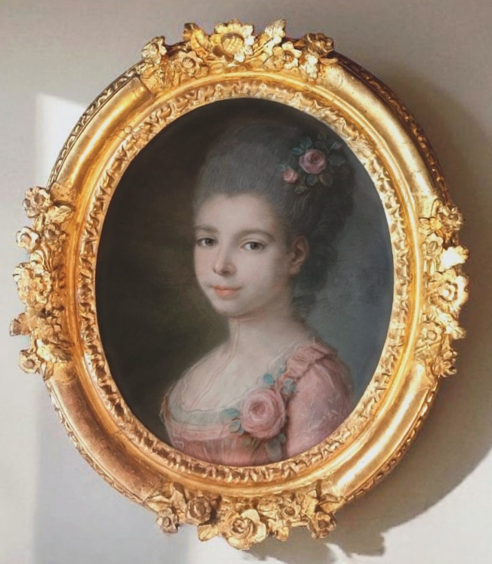 École française du XVIIIe pastel portrait d'une jeune fille aux roses-photo-6