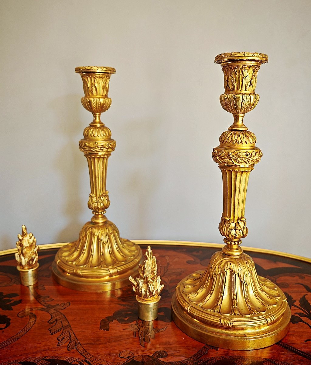 Paire De Bougeoirs Louis XVI-photo-3