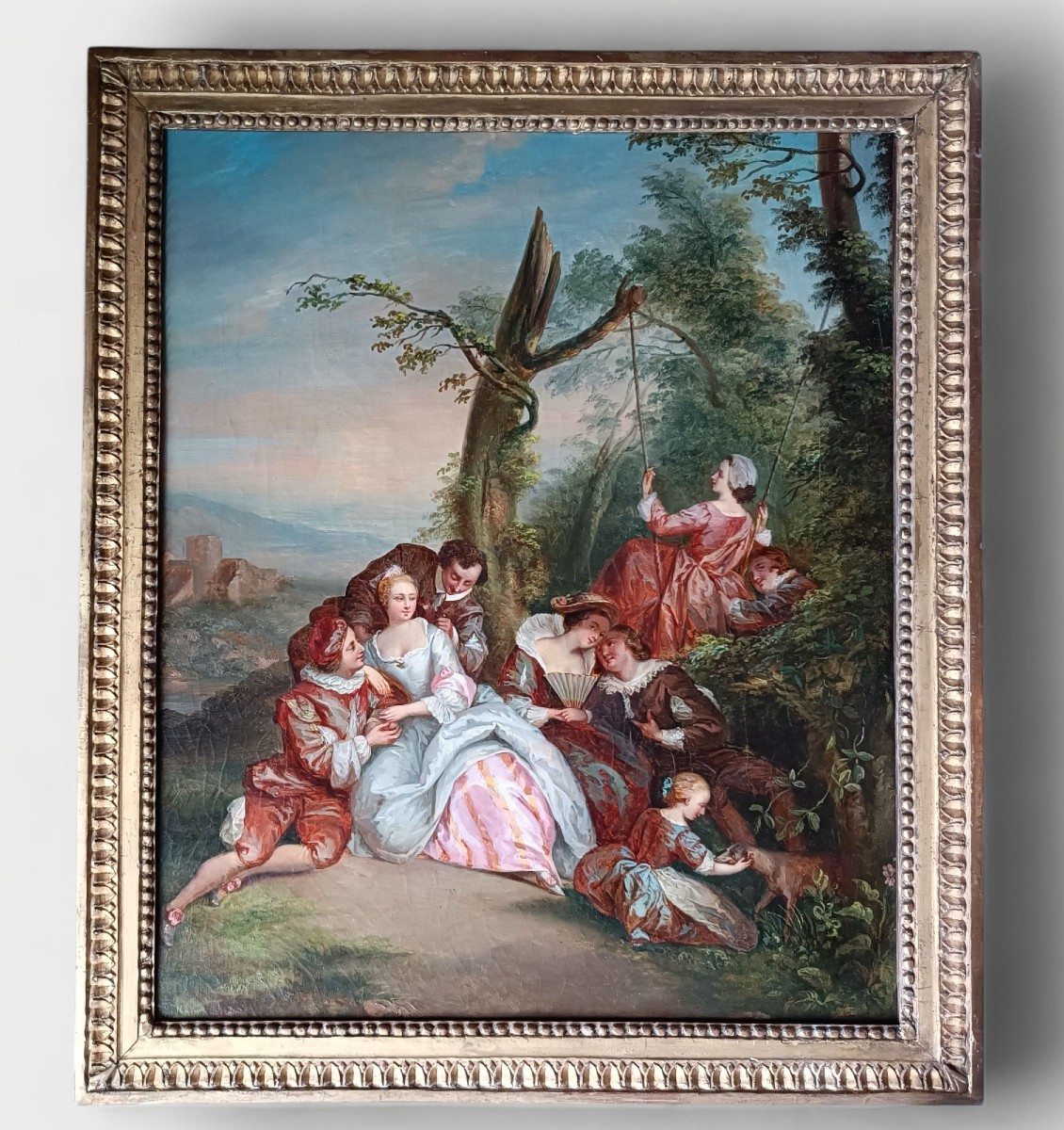 Painting: Romantic Encounters By Jean-baptiste Pater Louis XVI Period Frame-photo-6