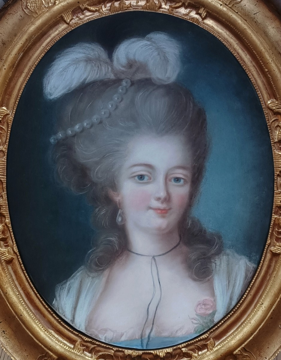 French School, 18th Century, Pastel Portrait Of A Young Girl -photo-2