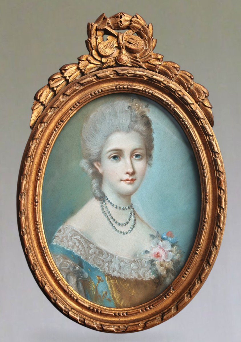 Pair Of Portraits Of Ladies With Flowers-photo-2