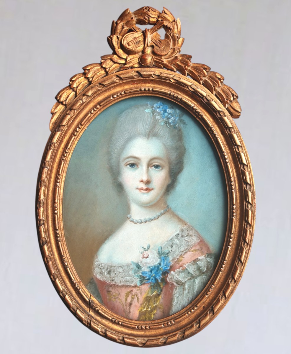 Pair Of Portraits Of Ladies With Flowers-photo-3