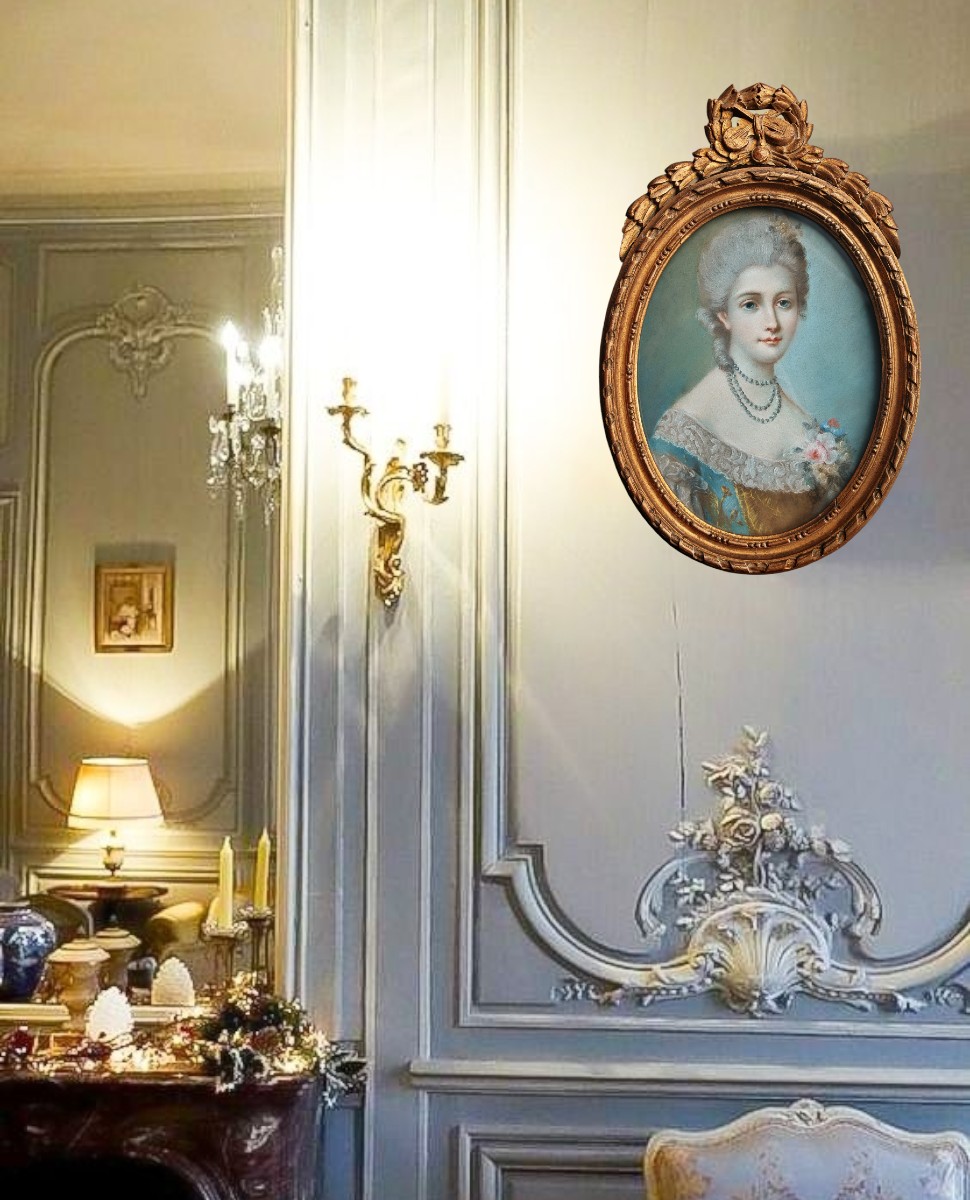 Pair Of Portraits Of Ladies With Flowers-photo-4