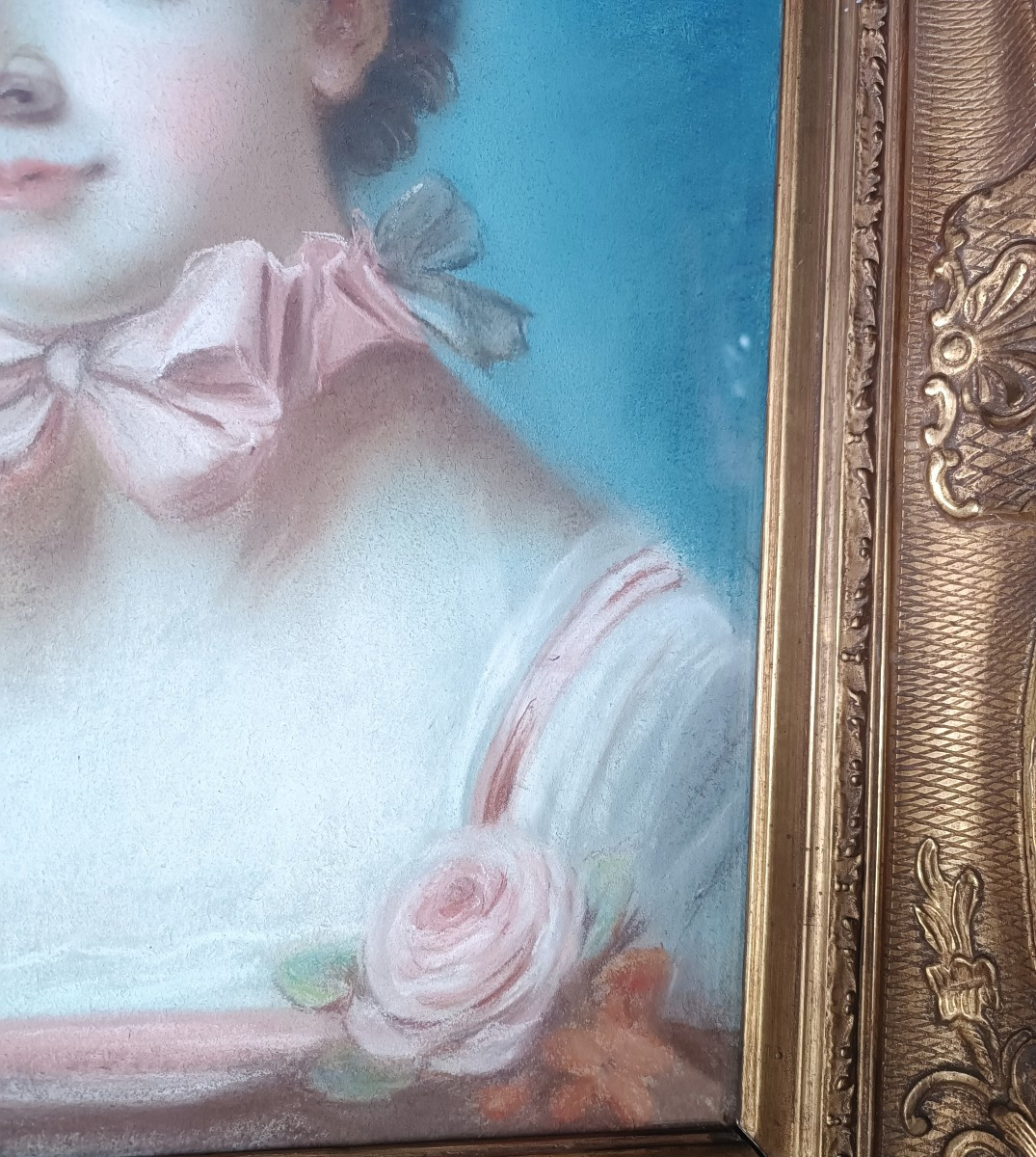 French School, 18th Century. Portrait Of Marie émilie Boucher. -photo-2