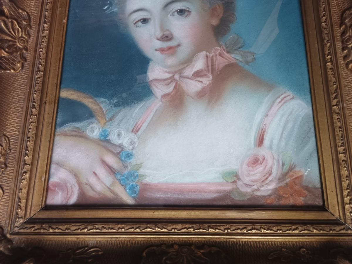 French School, 18th Century. Portrait Of Marie émilie Boucher. -photo-3