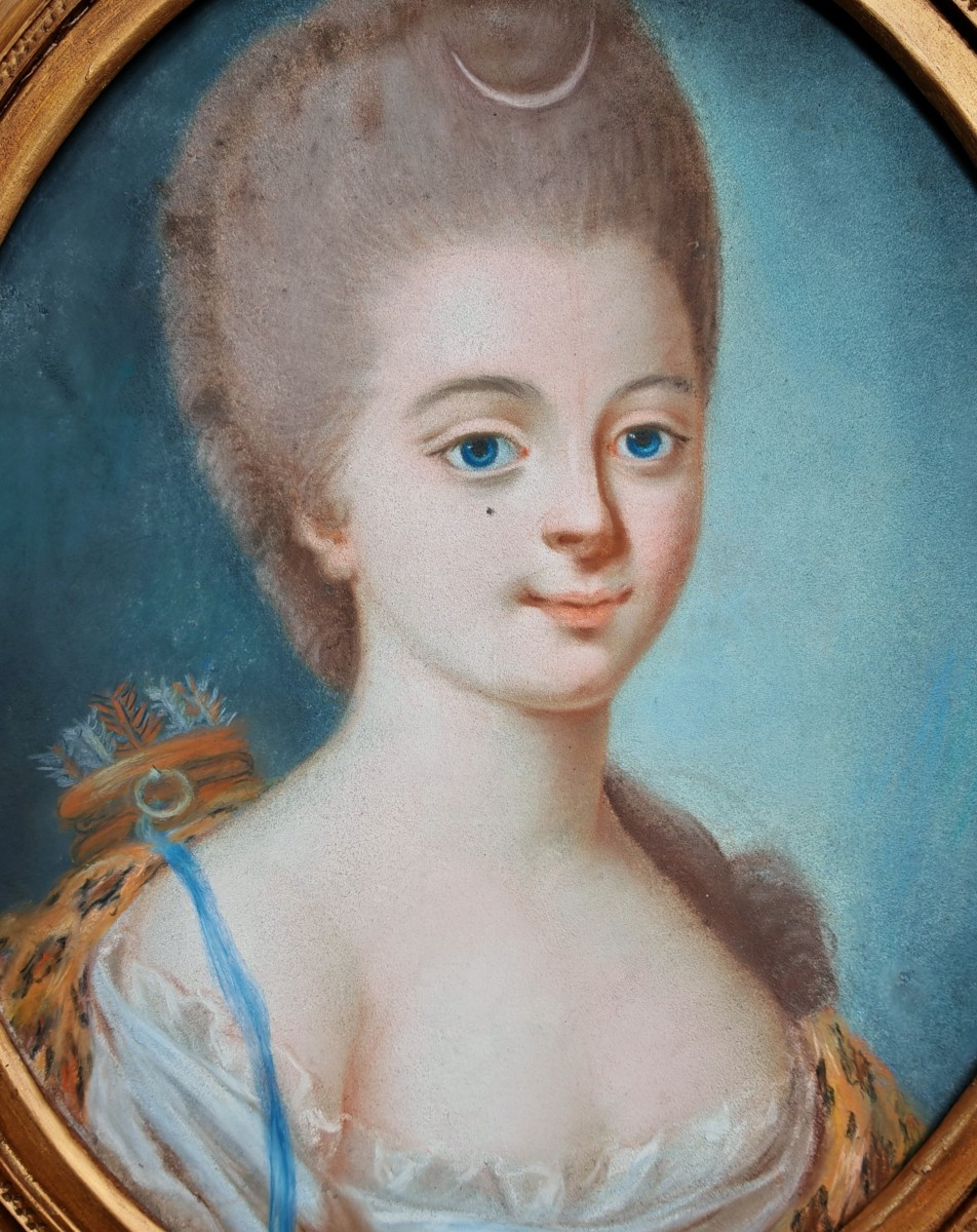French School, 18th Century, Pastel Portrait Of A Young Girl In A Diadem.-photo-3