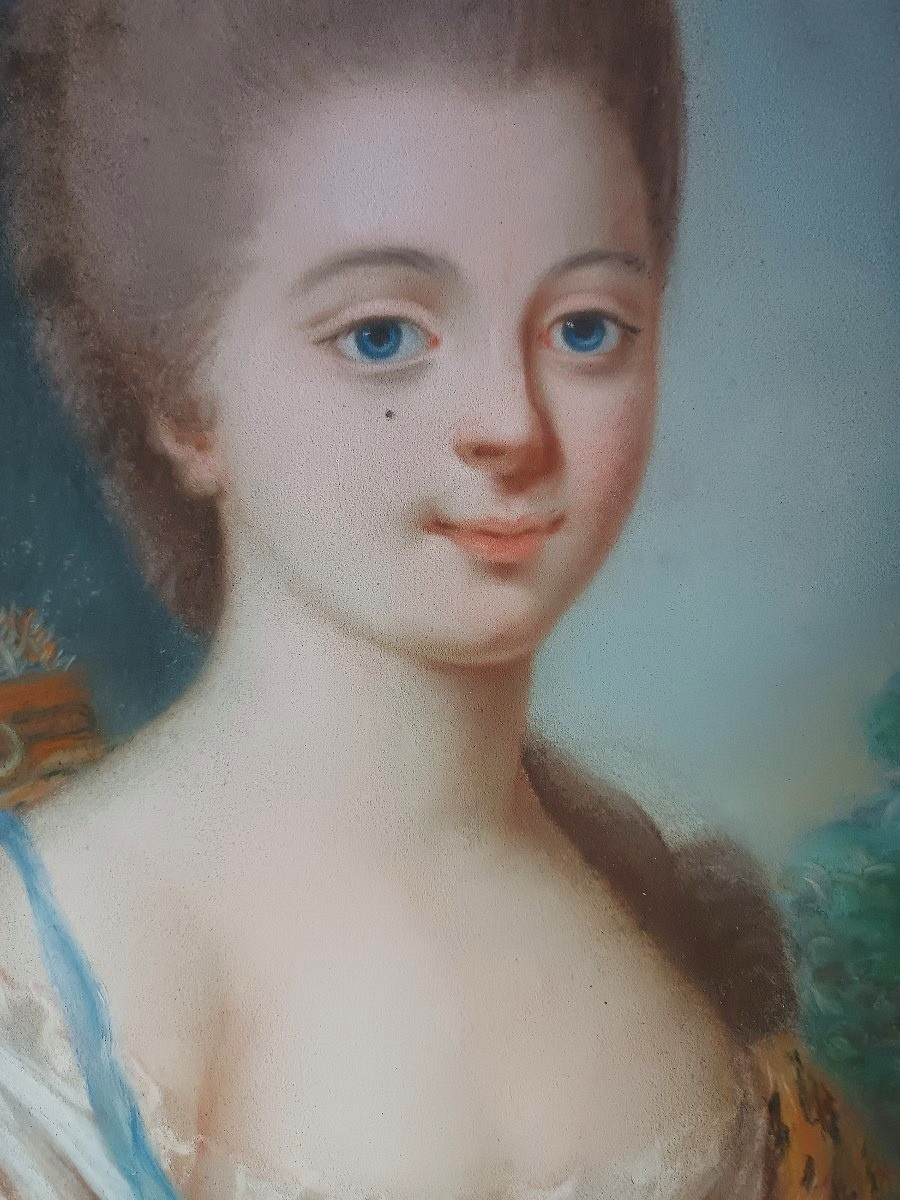 French School, 18th Century, Pastel Portrait Of A Young Girl In A Diadem.-photo-1