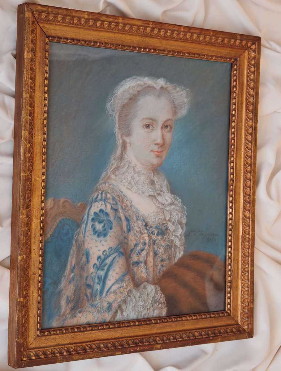 Ecole française du XVIIIe portrait de dame daté de 1759-photo-4
