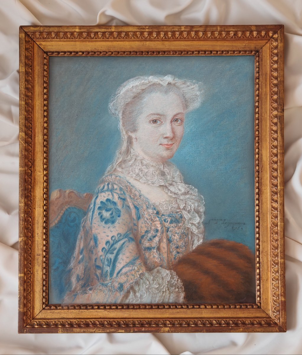 Ecole française du XVIIIe portrait de dame daté de 1759