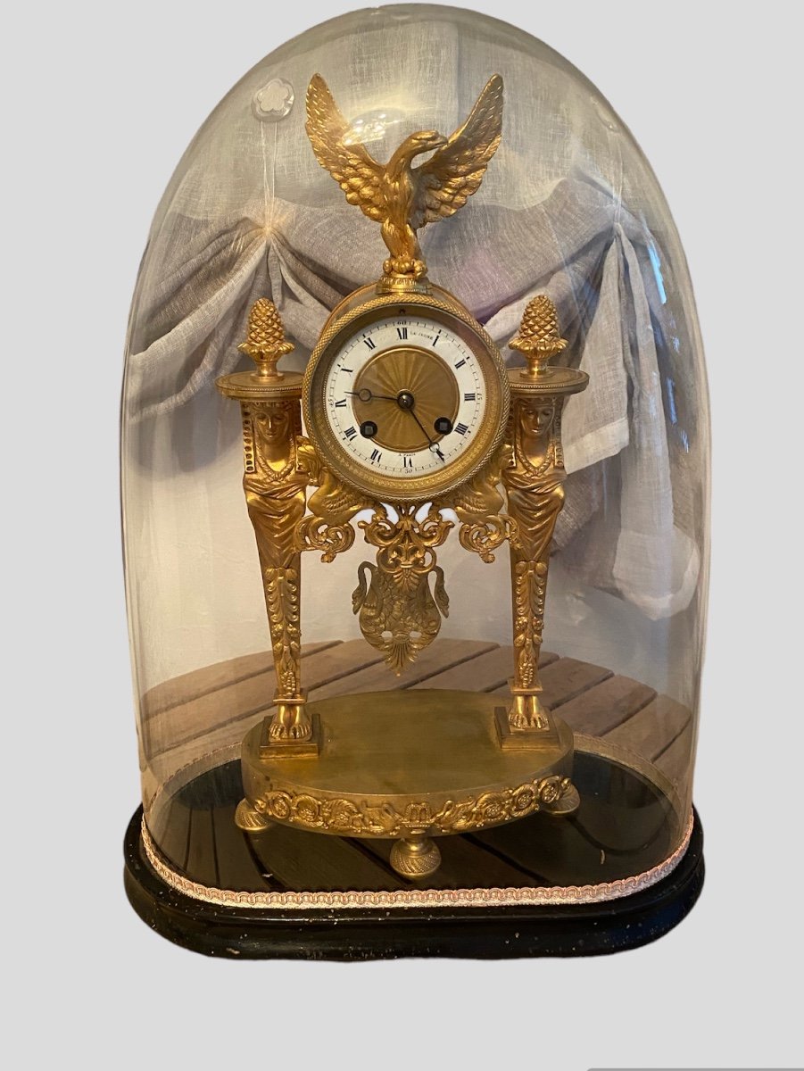 "pendule En Bronze Portique d'époque Empire "retour d'Egypte"'