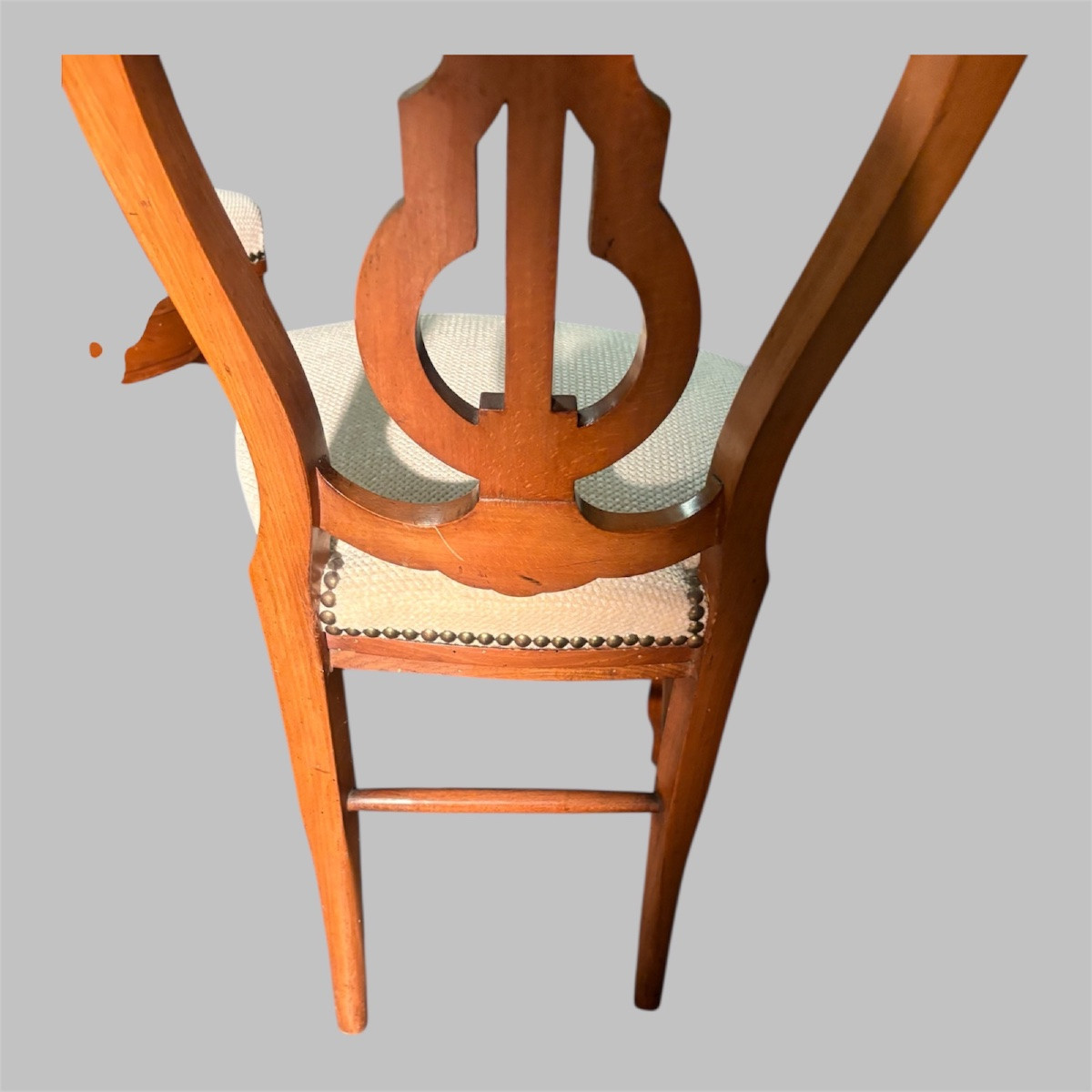 Six. Louis-philippe Lyre Chairs In Cherry Wood-photo-3