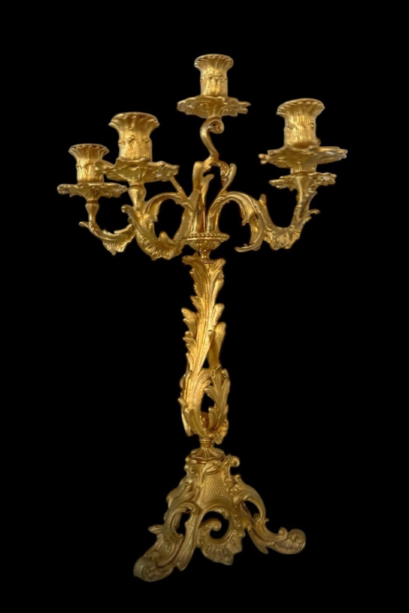 GARNITURE DE CHEMINÉE  EN BRONZE DORÉ, ÉPOQUE NAPOLÉON III, VERS 1840-1850-photo-3
