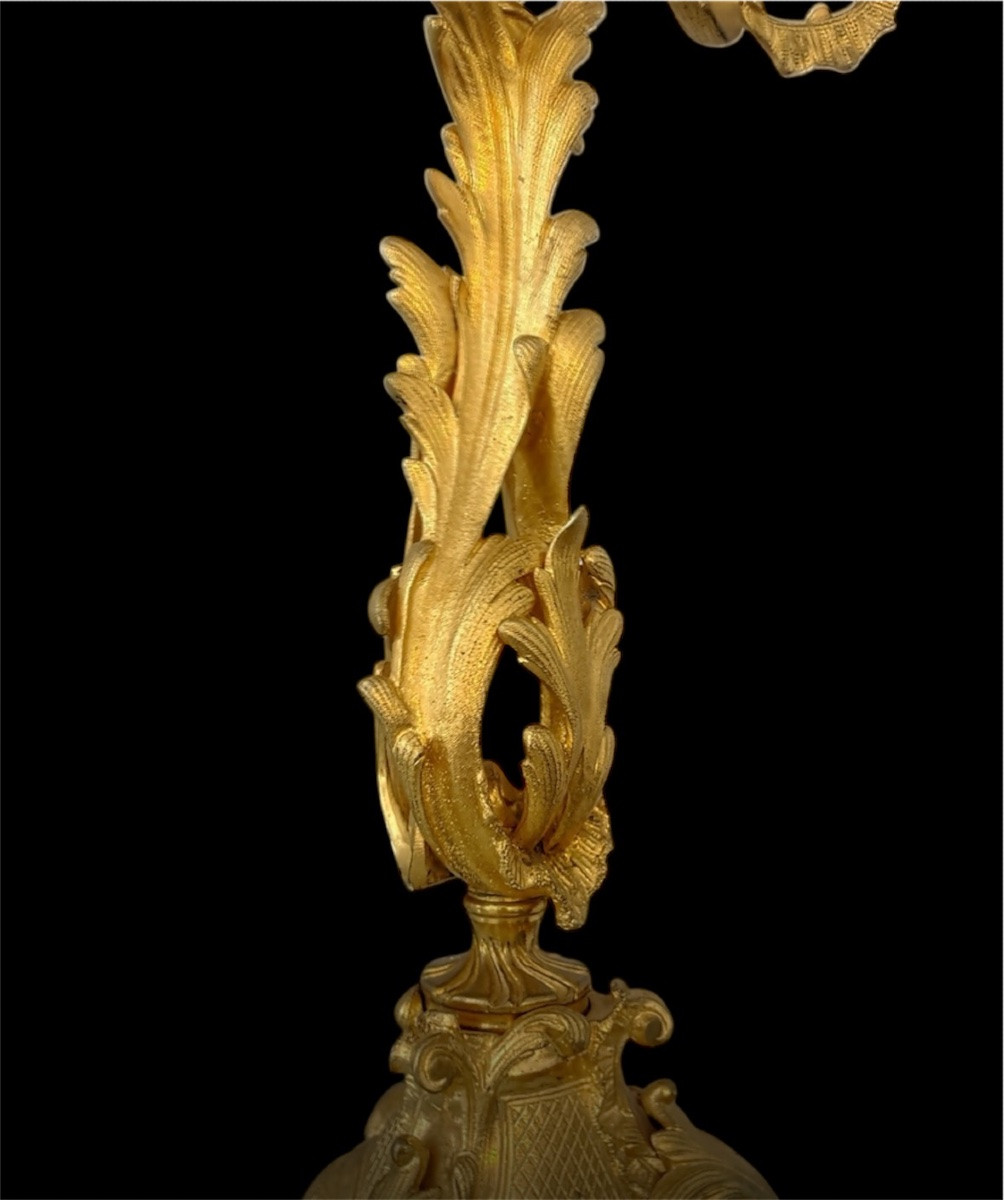 GARNITURE DE CHEMINÉE  EN BRONZE DORÉ, ÉPOQUE NAPOLÉON III, VERS 1840-1850-photo-2