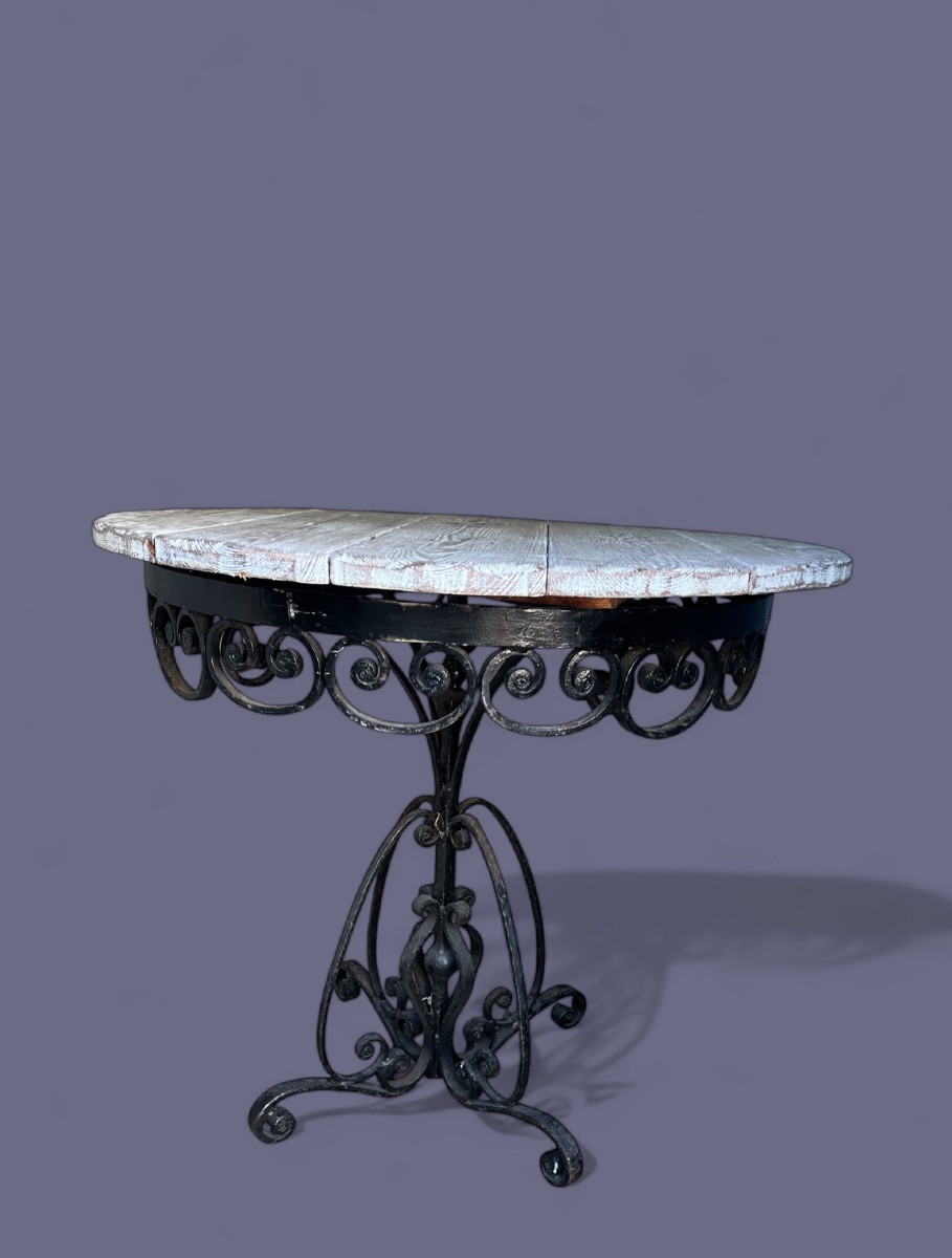 Wrought Iron Pedestal Table - Work Of 20th Century Craftsmen-photo-2