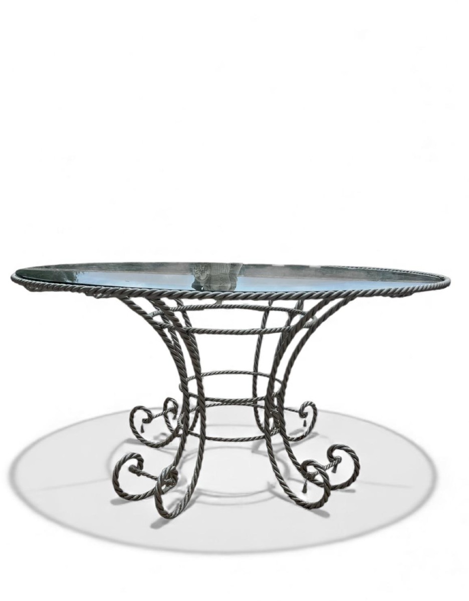 Ensemble de jardin Hollywood Regency en fer forgé torsadé –Modèle Pompom-photo-2