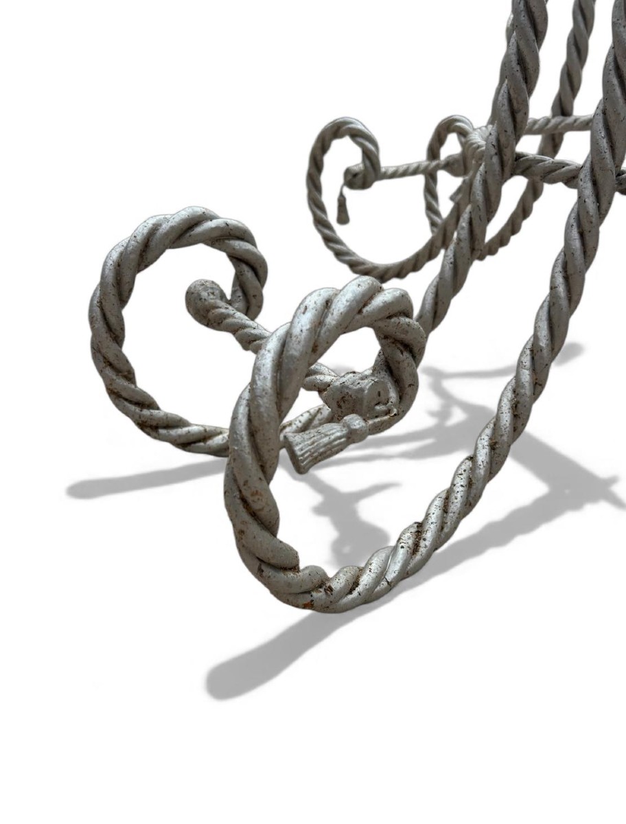 Ensemble de jardin Hollywood Regency en fer forgé torsadé –Modèle Pompom-photo-3