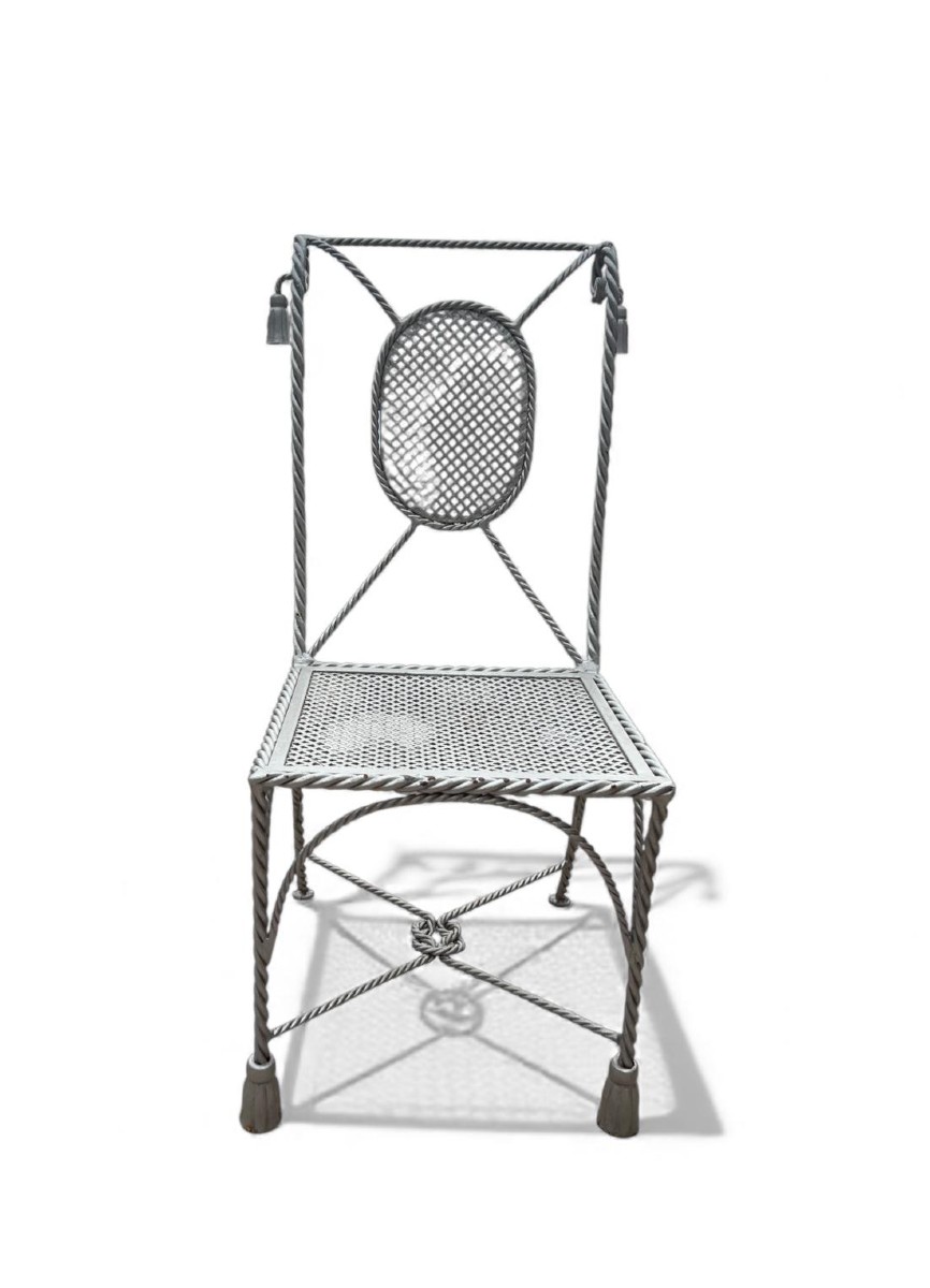 Ensemble de jardin Hollywood Regency en fer forgé torsadé –Modèle Pompom-photo-4