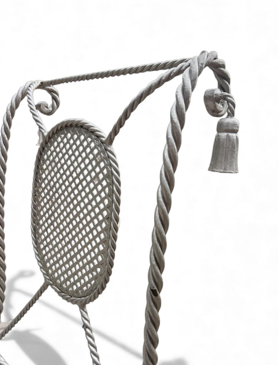 Ensemble de jardin Hollywood Regency en fer forgé torsadé –Modèle Pompom-photo-1