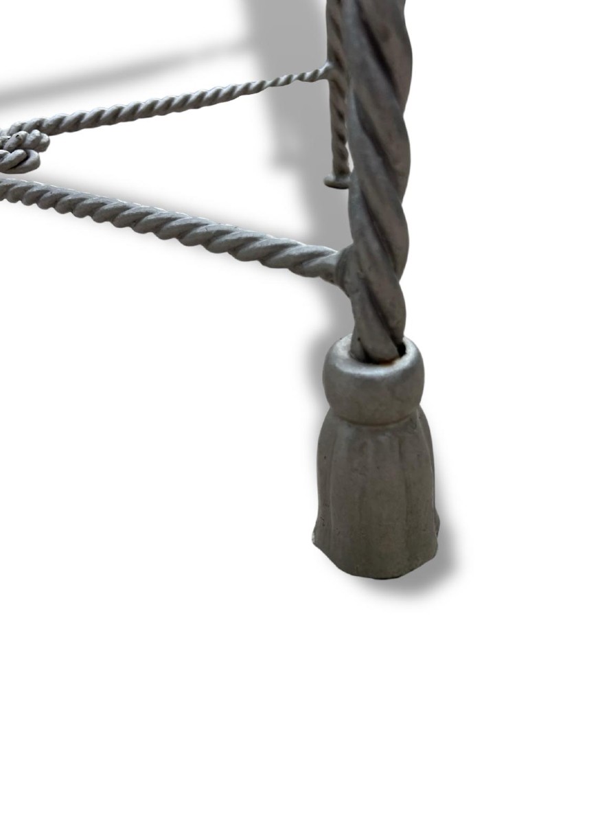 Ensemble de jardin Hollywood Regency en fer forgé torsadé –Modèle Pompom-photo-2