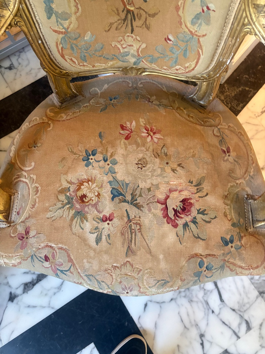 Paire de fauteuils Louis XV- tapisserie d’Aubusson-photo-1