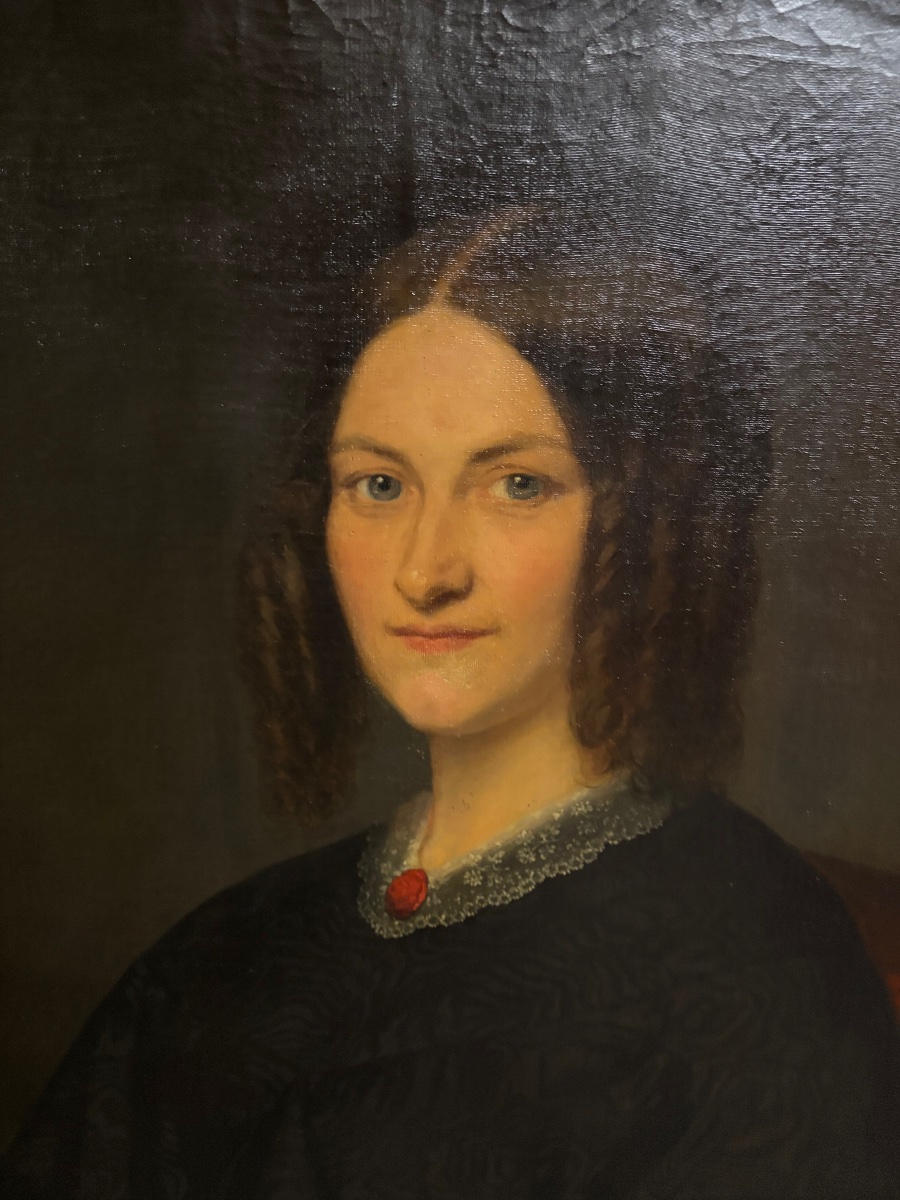 Portrait Of A Young Woman – Oil On Canvas, Signed A. Bligny – 1863 – 19th-century Gilded Frame-photo-1