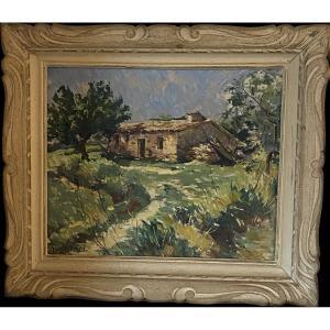 Painting Of A House In The Surroundings Of Saint Raphaël Signed Tony Cardella.