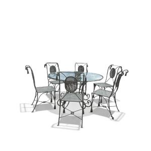 Ensemble de jardin Hollywood Regency en fer forgé torsadé –Modèle Pompom