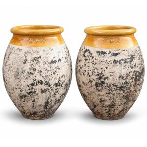 Paire de Jarres Provençales en Terre Cuite Vernissée – Dans le Goût de Biot