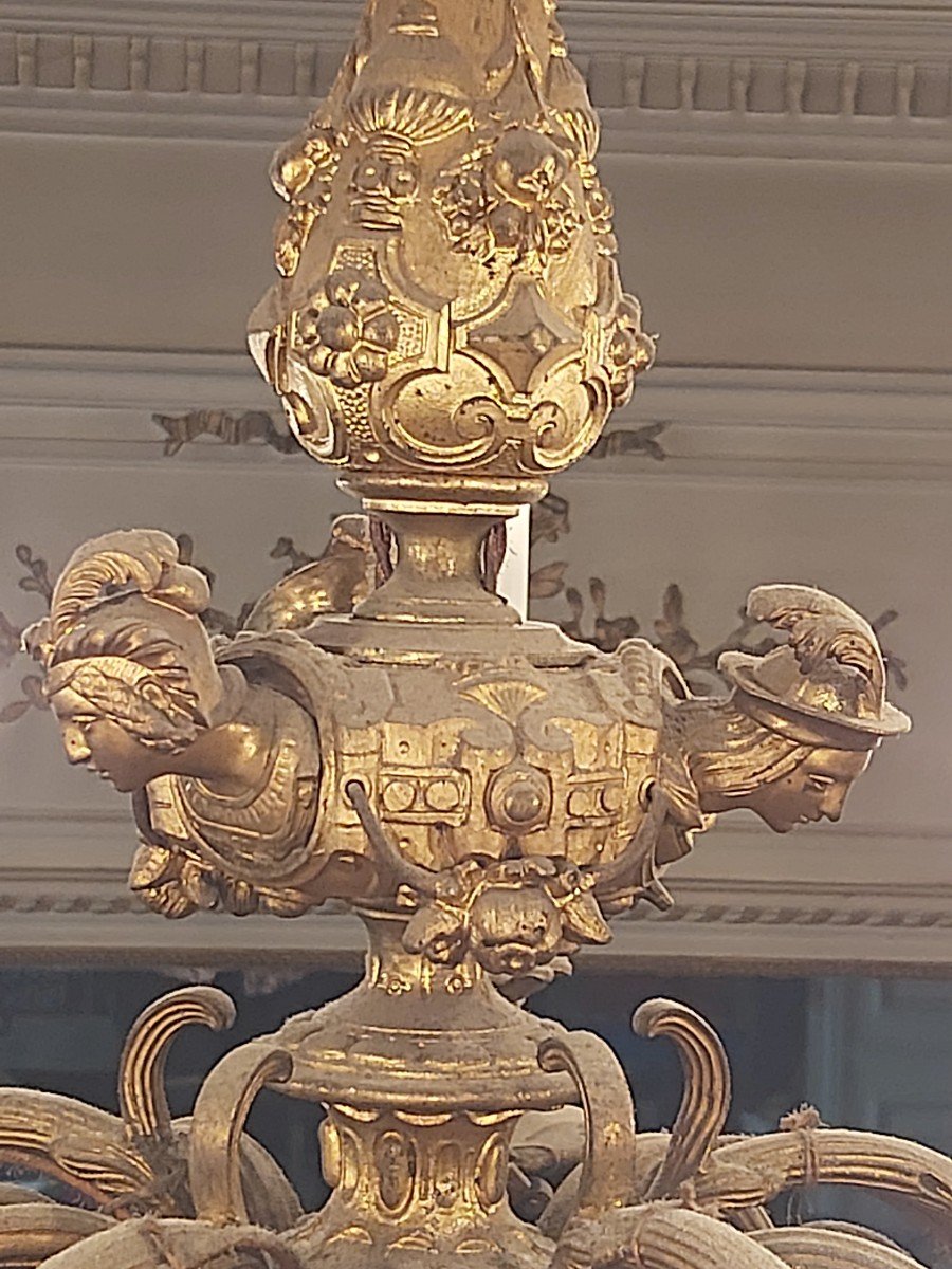 Imposant  Lustre Mazarin En Bronze Doré  : 20 lumières-photo-4
