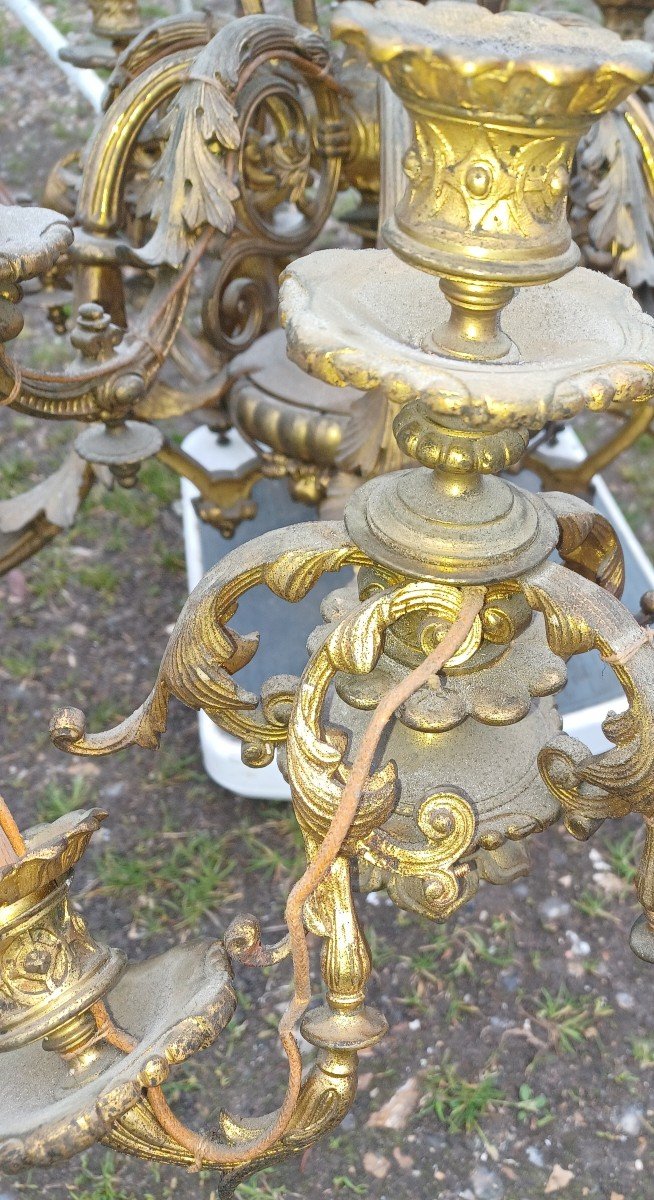 Imposant  Lustre Mazarin En Bronze Doré  : 20 lumières-photo-8
