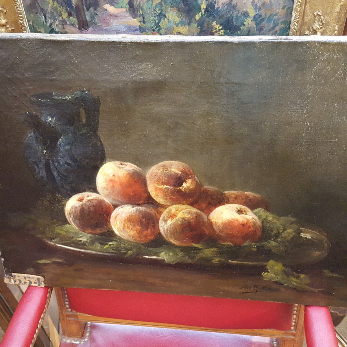 Antoine Gatti 19th Century: Exhibition: Oil On Canvas With Peaches-photo-2